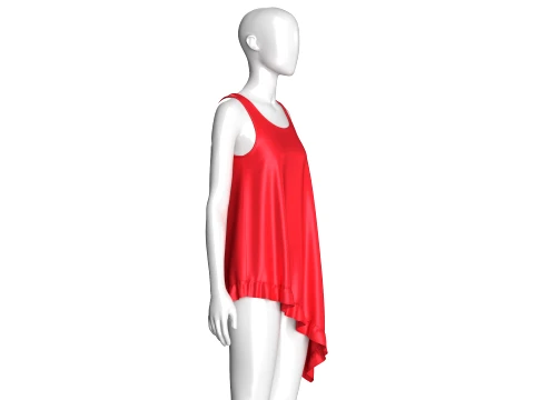 Girls Sleeveless Silk Nightwear 3D Model