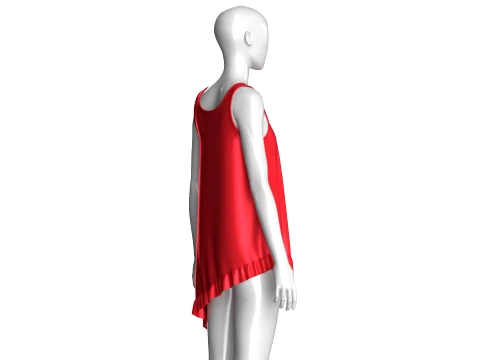 Girls Sleeveless Silk Nightwear 3D Model