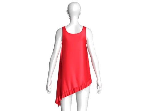 Girls Sleeveless Silk Nightwear 3D Model