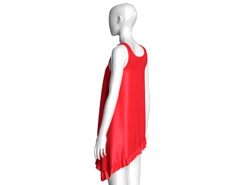 Girls Sleeveless Silk Nightwear 3D Model