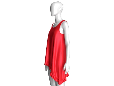 Girls Sleeveless Silk Nightwear 3D Model