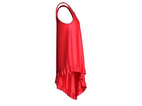Girls Sleeveless Silk Nightwear 3D Model