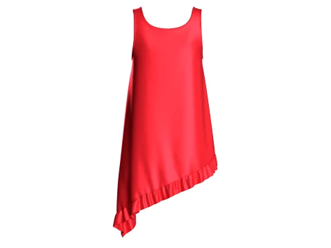 Girls Sleeveless Silk Nightwear 3D Model