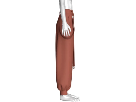 Girls Suspender Strap Utility Pants 3D Model