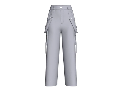 Брюки-карго с ремешками для девочек Techwear 3D Модель