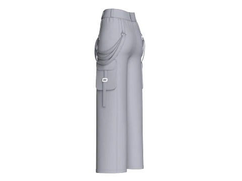 Girls Techwear Strap Detail Cargo Pant 3D Model