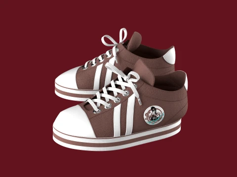 Men Classic Striped Canvas Sneakers 3D Model