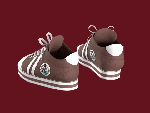 Men Classic Striped Canvas Sneakers 3D Model