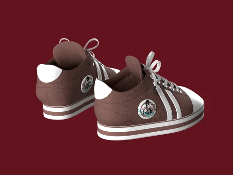 Men Classic Striped Canvas Sneakers 3D Model