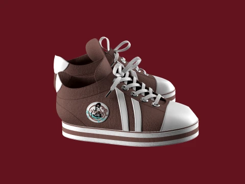 Men Classic Striped Canvas Sneakers 3D Model