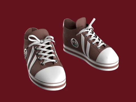 Men Classic Striped Canvas Sneakers 3D Model