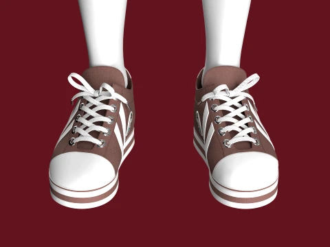 Men Classic Striped Canvas Sneakers 3D Model
