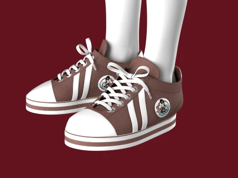 Men Classic Striped Canvas Sneakers 3D Model