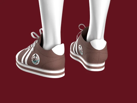 Men Classic Striped Canvas Sneakers 3D Model