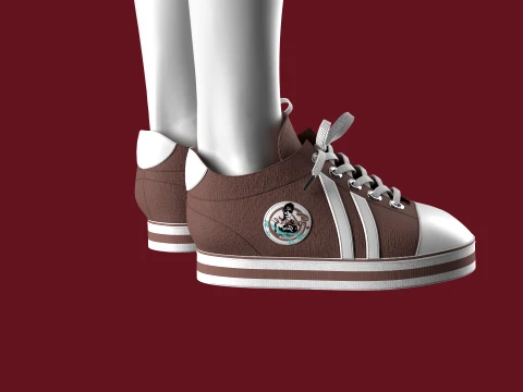 Men Classic Striped Canvas Sneakers 3D Model