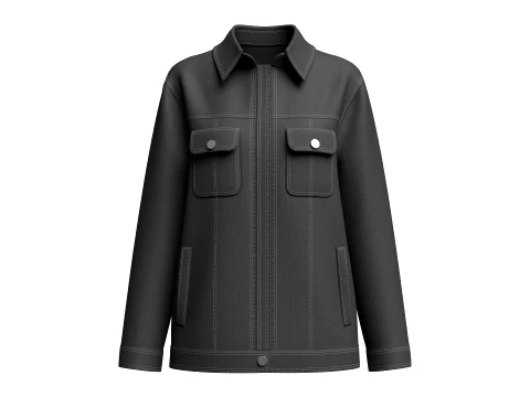 Girls - Veste en jean noire avec poches Modèle 3D