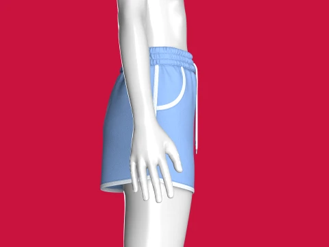 Girls Blue Sporty Shorts With Dolphin Hem 3D Model