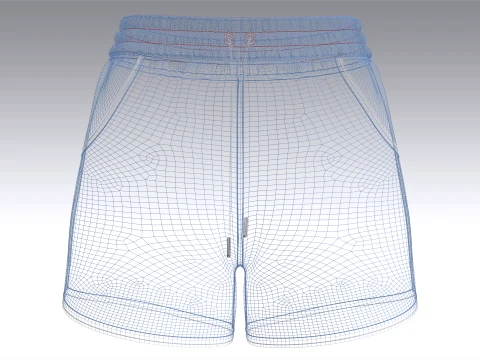 Girls Blue Sporty Shorts With Dolphin Hem 3D Model