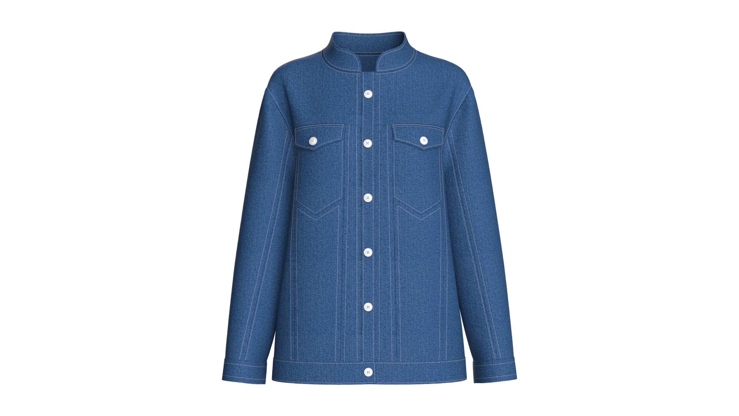 Girls Mandarin Collar Denim Shirt 3D Model .c4d .max .obj .3ds .fbx .stl .blend 