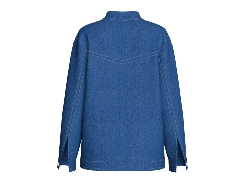 Girls Mandarin Collar Denim Shirt 3D Model