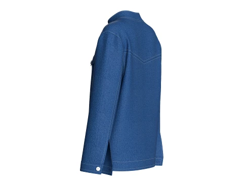 Girls Mandarin Collar Denim Shirt 3D Model