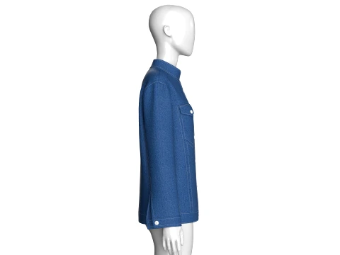Girls Mandarin Collar Denim Shirt 3D Model