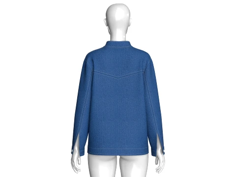 Girls Mandarin Collar Denim Shirt 3D Model