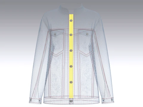 Girls Mandarin Collar Denim Shirt 3D Model