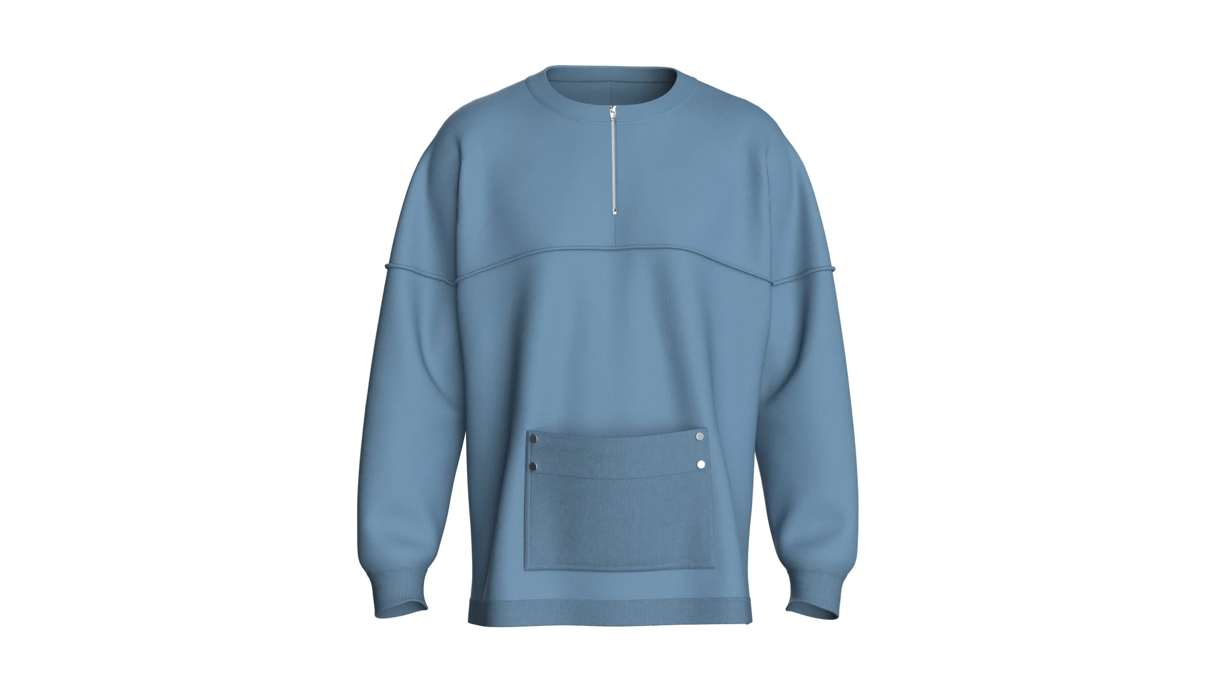 Men Drop-Shoulder Zip Sweatshirt 3D Model .c4d .max .obj .3ds .fbx .stl .blend 