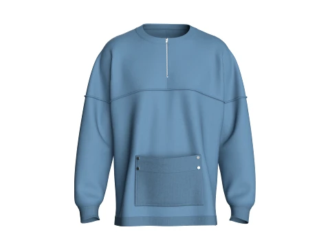 Sweat-shirt zipp&eacute; &agrave; &eacute;paules tombantes pour hommes Modèle 3D