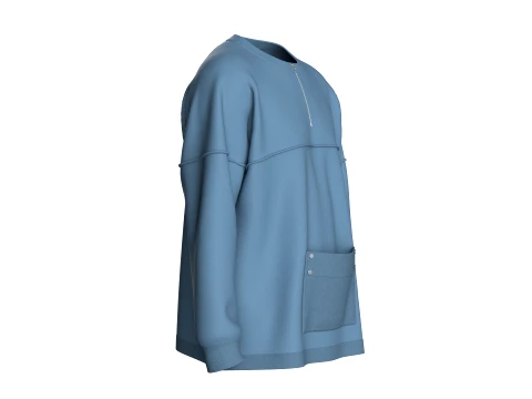 Men Drop-Shoulder Zip Sweatshirt 3D Model