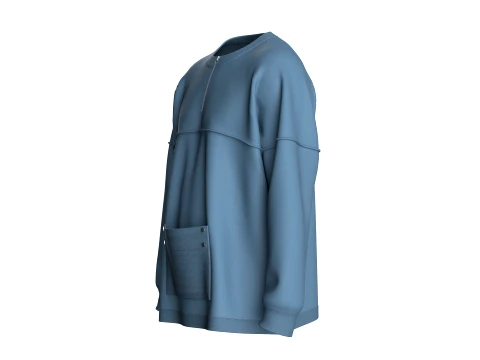 Men Drop-Shoulder Zip Sweatshirt 3D Model