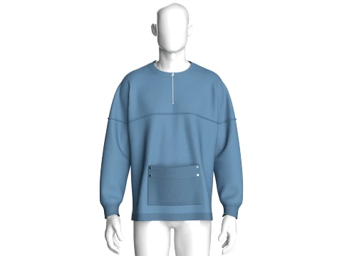 Men Drop-Shoulder Zip Sweatshirt 3D Model