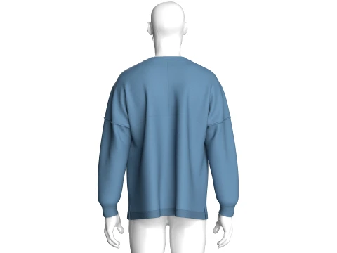 Men Drop-Shoulder Zip Sweatshirt 3D Model