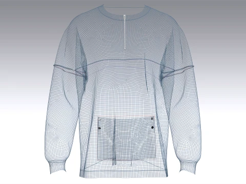 Men Drop-Shoulder Zip Sweatshirt 3D Model