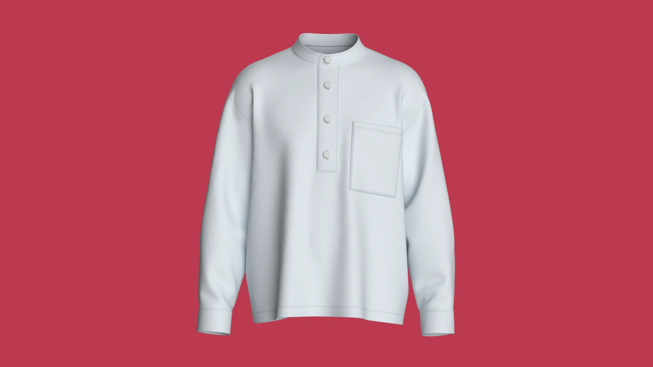 Men Long Sleeve Shirt With Pocket 3D Model .c4d .max .obj .3ds .fbx .stl .blend 