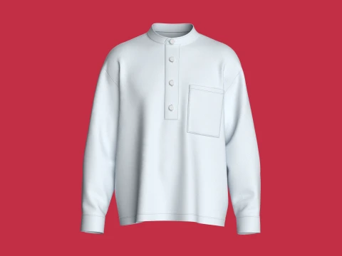 Chemise &agrave; manches longues pour hommes avec poche Modèle 3D
