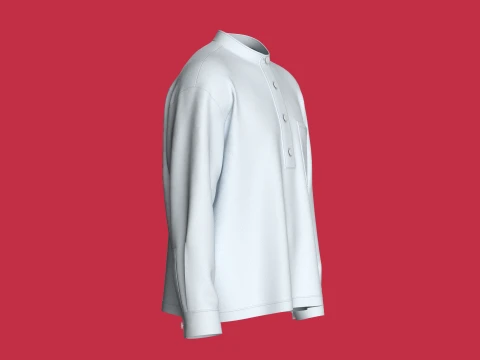 Men Long Sleeve Shirt With Pocket 3D Model