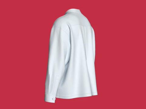 Men Long Sleeve Shirt With Pocket 3D Model