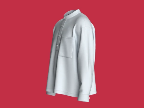 Men Long Sleeve Shirt With Pocket 3D Model