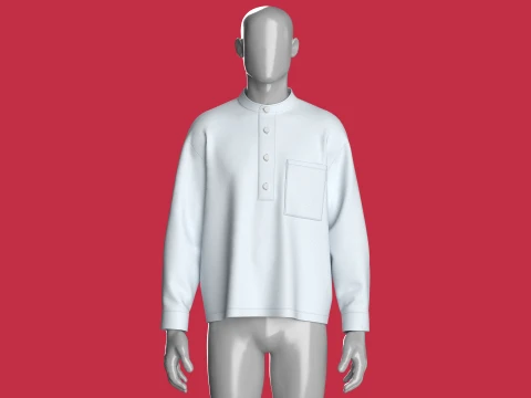 Men Long Sleeve Shirt With Pocket 3D Model