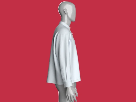 Men Long Sleeve Shirt With Pocket 3D Model