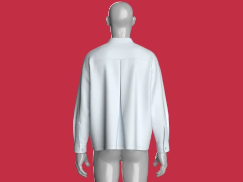 Men Long Sleeve Shirt With Pocket 3D Model
