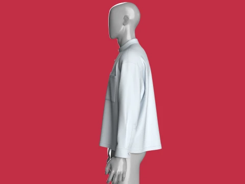 Men Long Sleeve Shirt With Pocket 3D Model