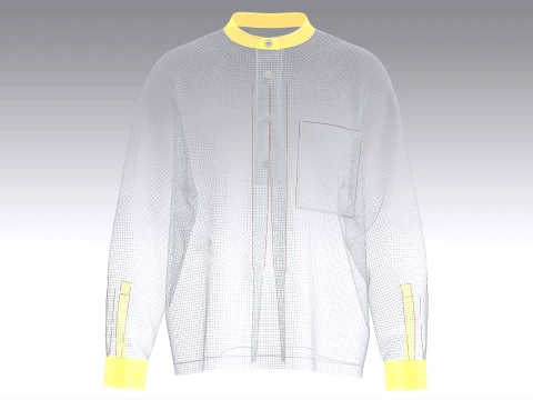 Men Long Sleeve Shirt With Pocket 3D Model