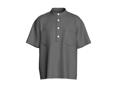 Chemise surdimensionn&eacute;e &agrave; deux poches pour hommes Modèle 3D