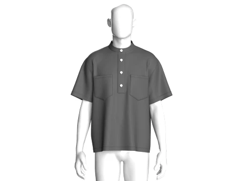 Men Overesized Dual-Pocket Shirt 3D Model