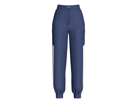 Girls - Pantalon de jogging bleu avec empi&egrave;cements lat&eacute;raux blancs Modèle 3D