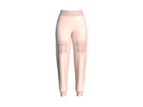 Pantalon de jogging cargo avec poches pour fille Modèle 3D
