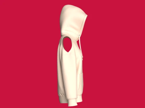 Girls Cold Shoulder Hoodie With Pocket 3D Model